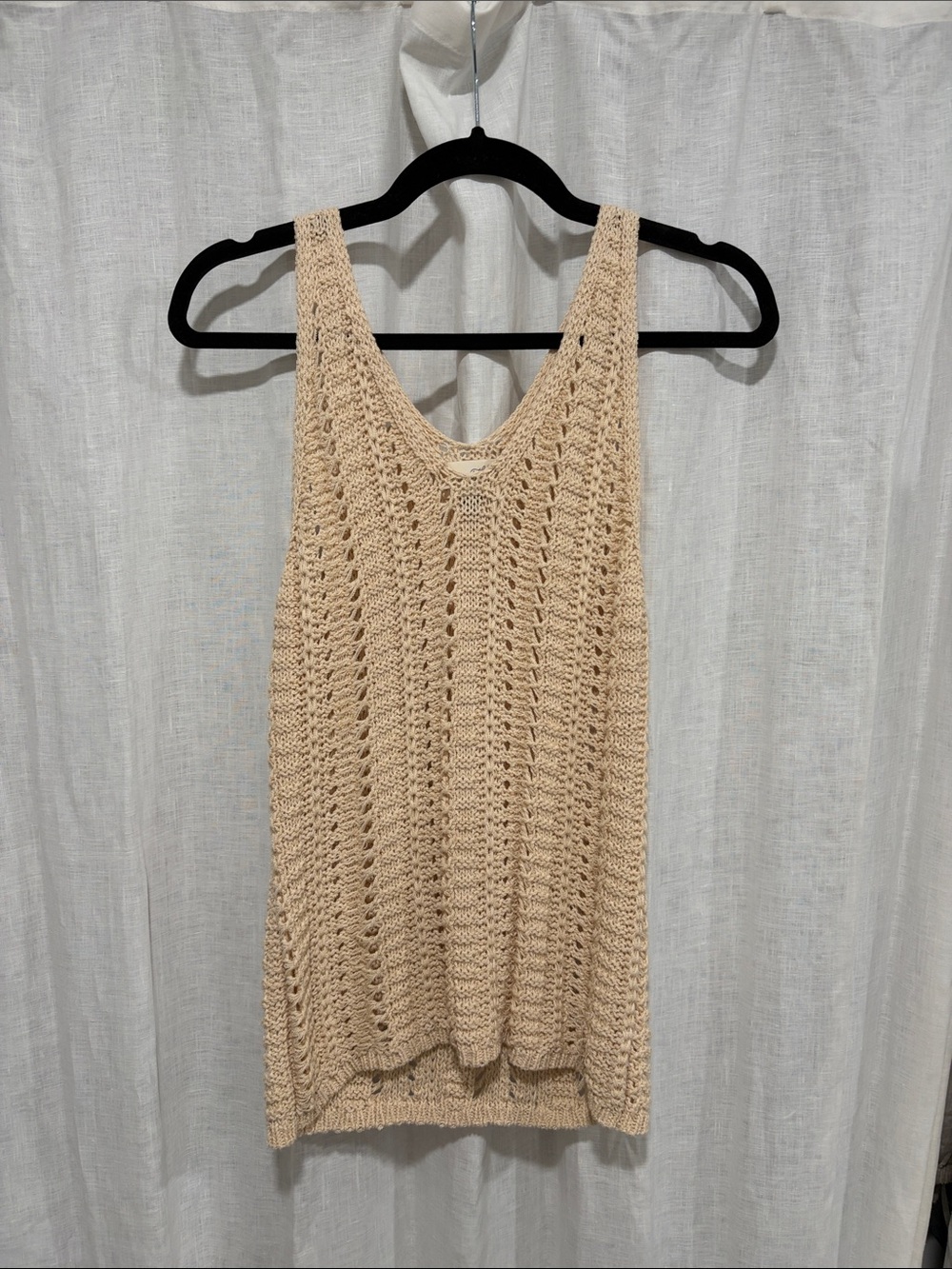 Universal Thread Beige Crochet Tank Swim Cover-Up